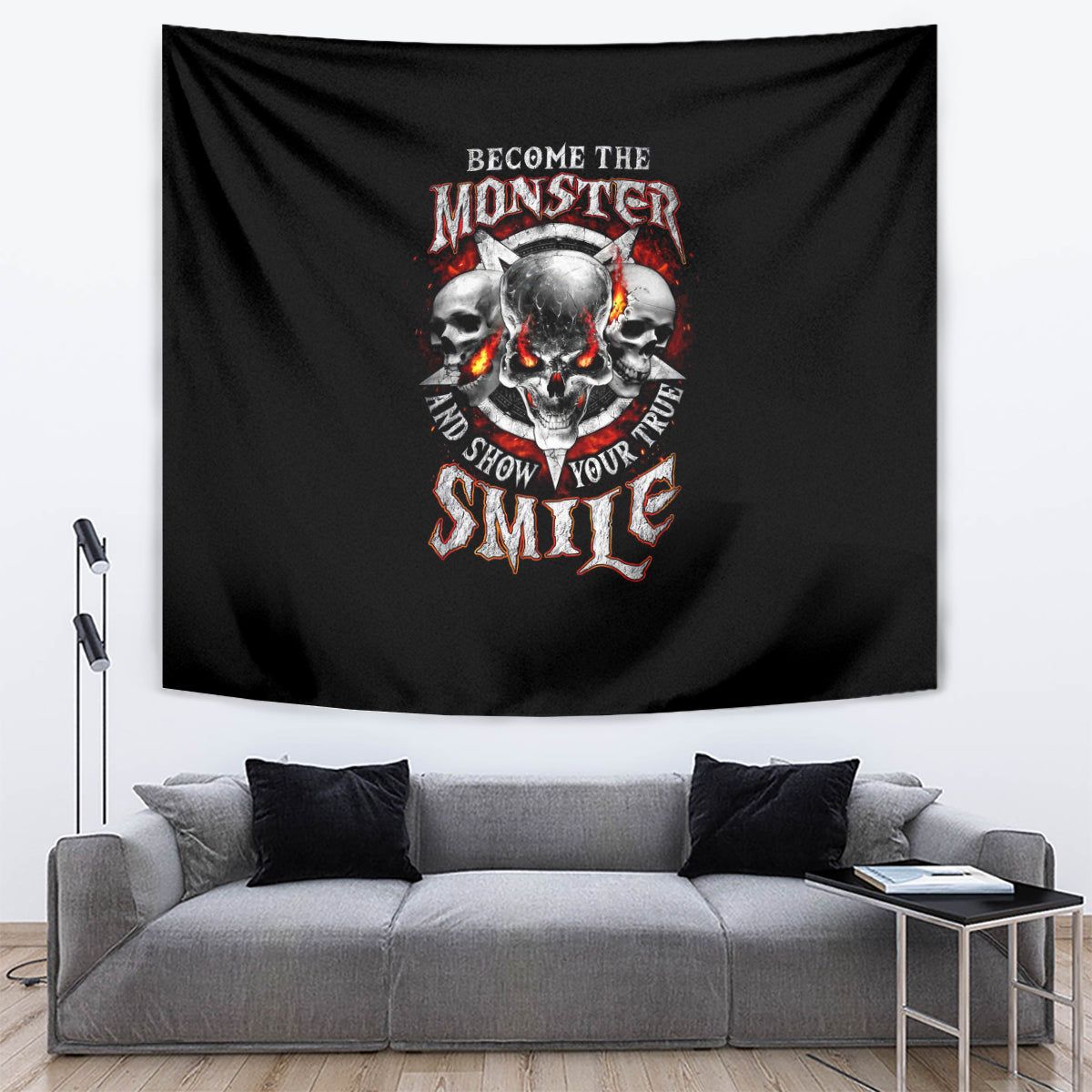 Satan Skull Tapestry Become The Monster And Show Your True Smile - Wonder Print Shop