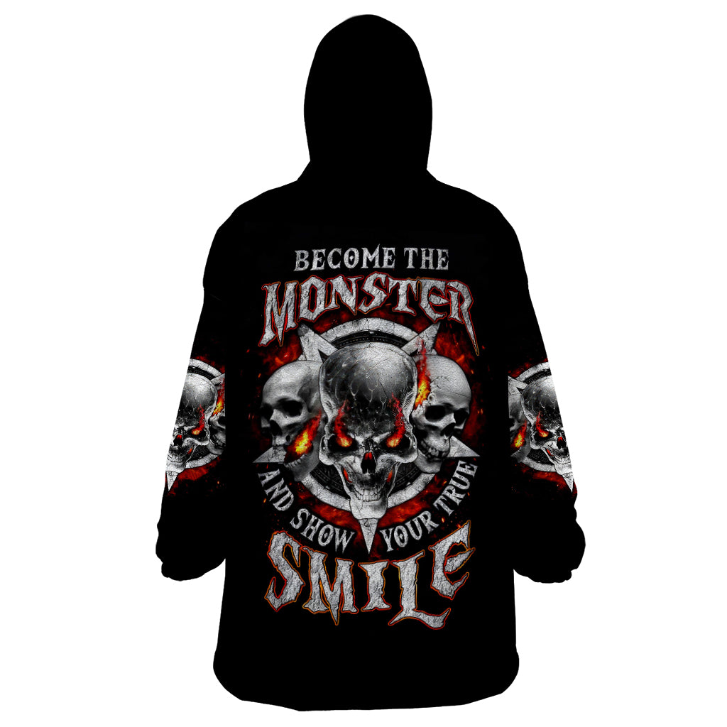Satan Skull Wearable Blanket Hoodie Become The Monster And Show Your True Smile - Wonder Print Shop