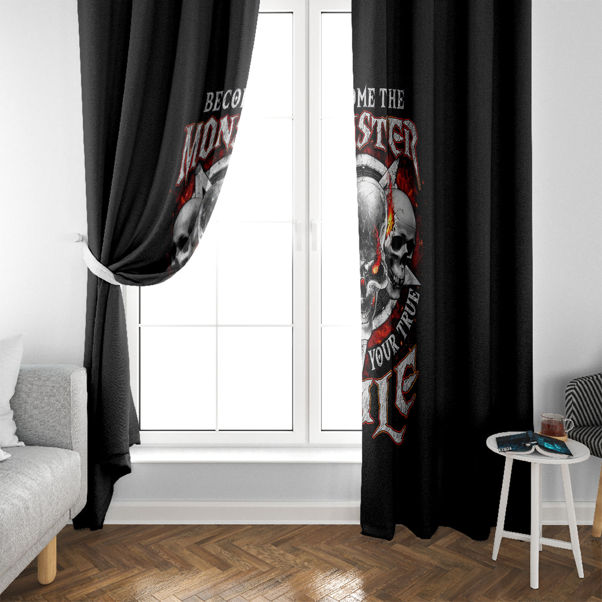 Satan Skull Window Curtain Become The Monster And Show Your True Smile - Wonder Print Shop