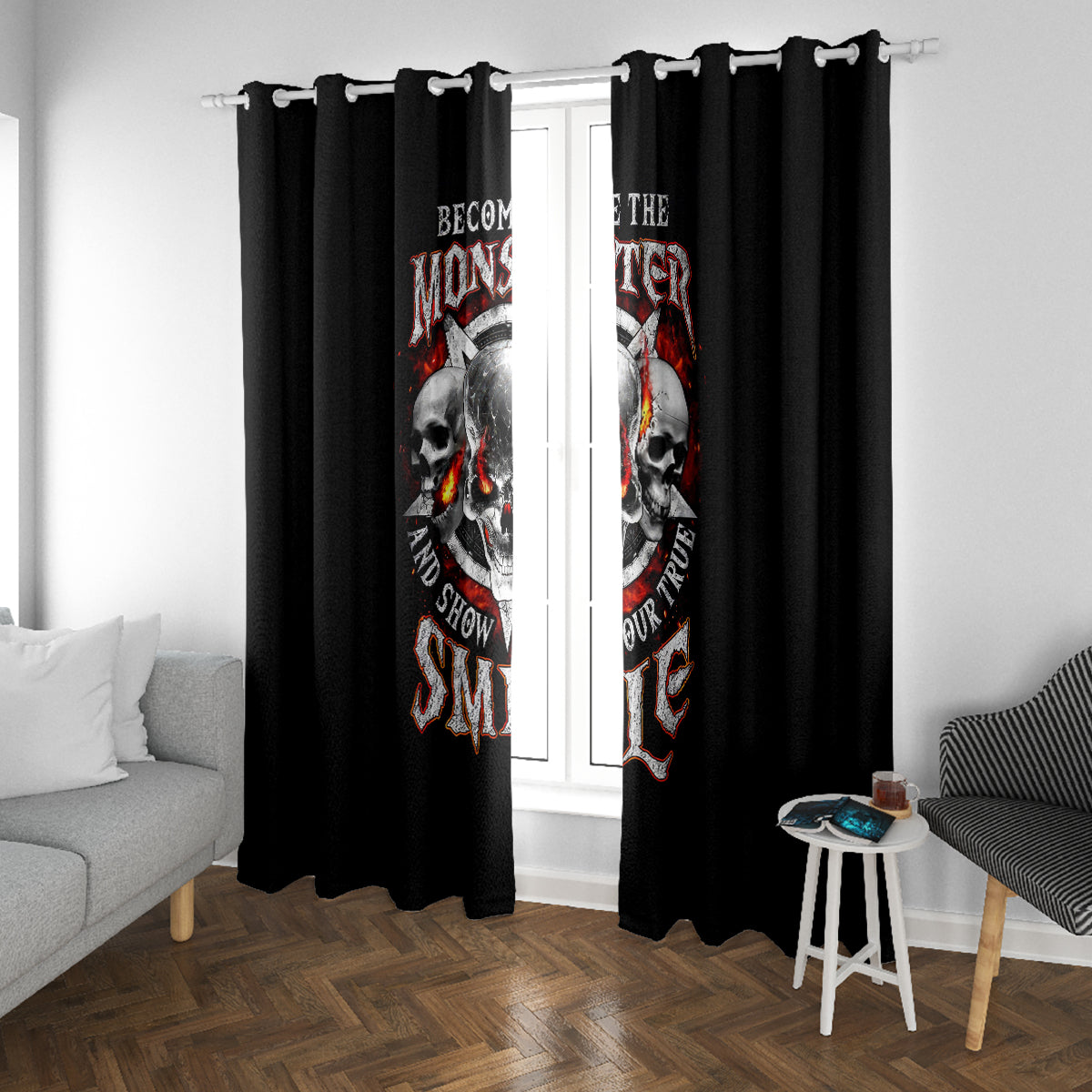 Satan Skull Window Curtain Become The Monster And Show Your True Smile - Wonder Print Shop