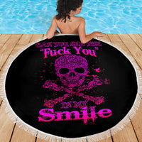 Flower Skull Beach Blanket Can You See The Fuck You In My Smile - Wonder Print Shop