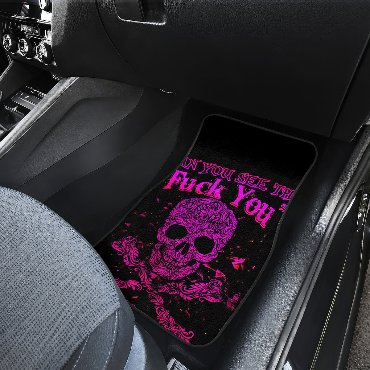 Flower Skull Car Mats Can You See The Fuck You In My Smile - Wonder Print Shop