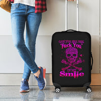 Flower Skull Luggage Cover Can You See The Fuck You In My Smile - Wonder Print Shop