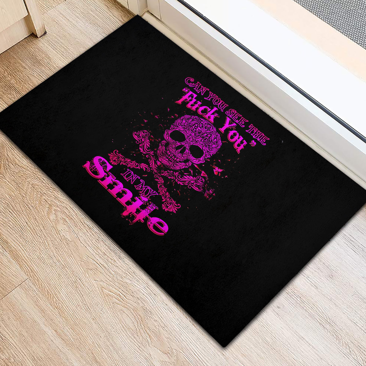 Flower Skull Rubber Doormat Can You See The Fuck You In My Smile - Wonder Print Shop