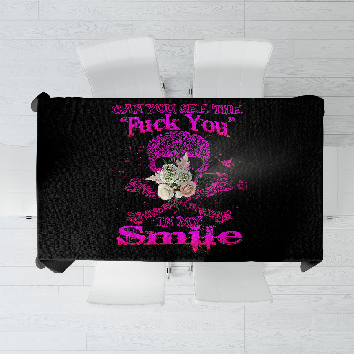 Flower Skull Tablecloth Can You See The Fuck You In My Smile - Wonder Print Shop