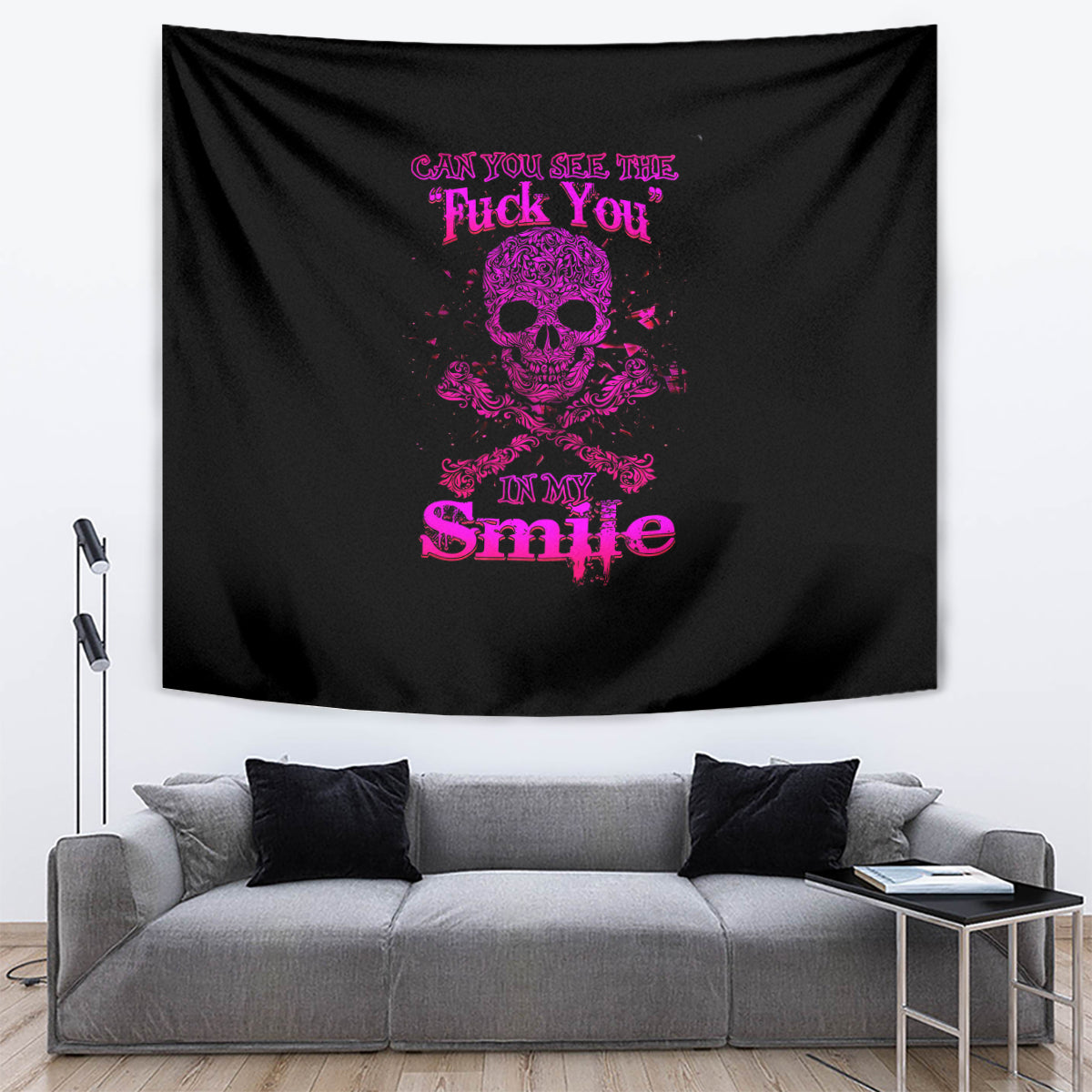 Flower Skull Tapestry Can You See The Fuck You In My Smile - Wonder Print Shop