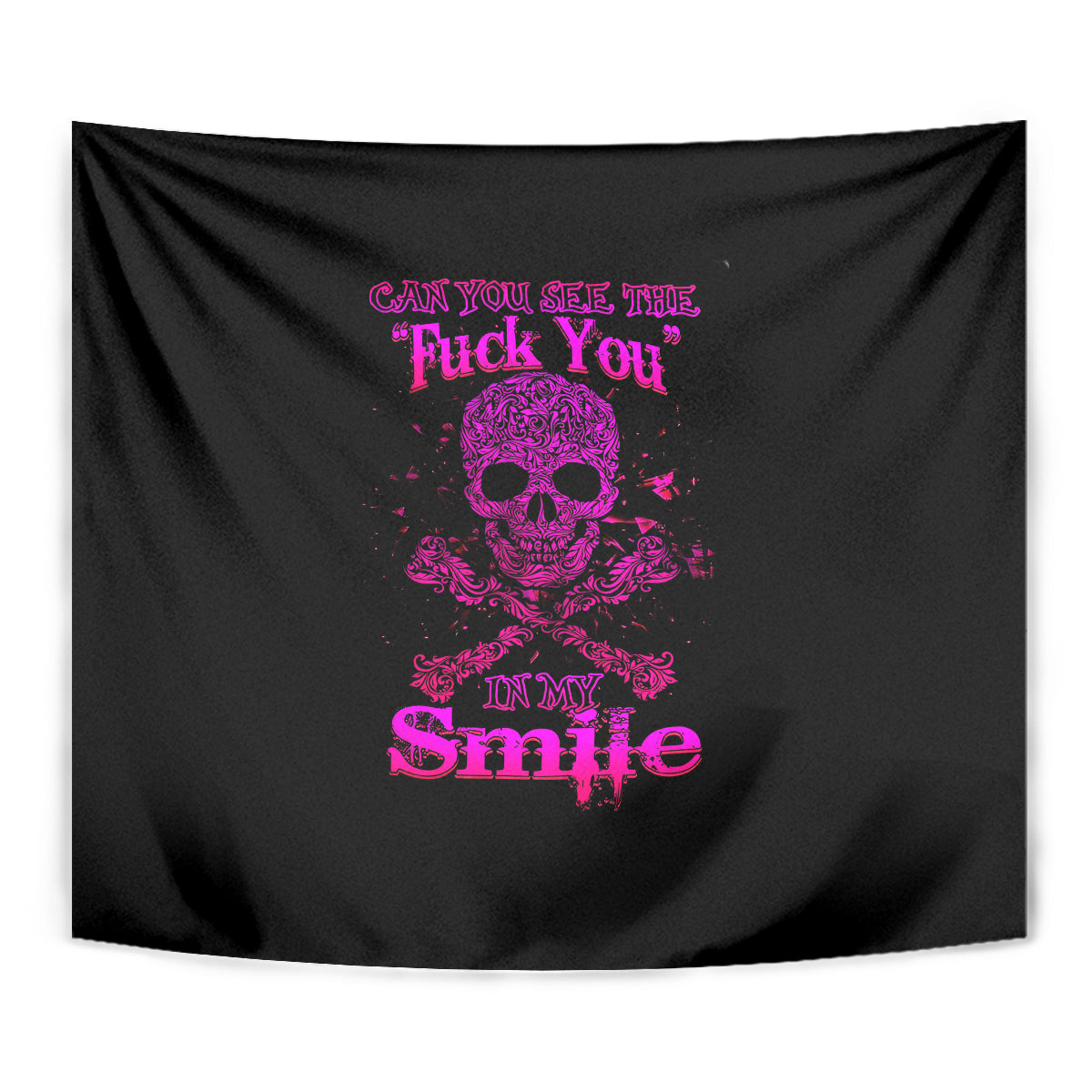 Flower Skull Tapestry Can You See The Fuck You In My Smile - Wonder Print Shop