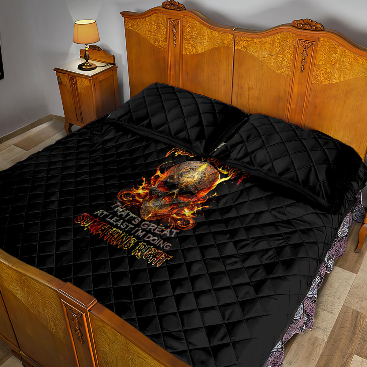 Fire Skull Quilt Bed Set Did I Piss You Off That's Great At Least I'm Doing Something Right - Wonder Print Shop