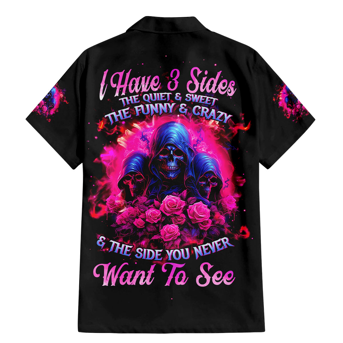 Rose Skull Family Matching Mermaid Dress and Hawaiian Shirt I Have 3 Sides And You Never Want To See - Wonder Print Shop