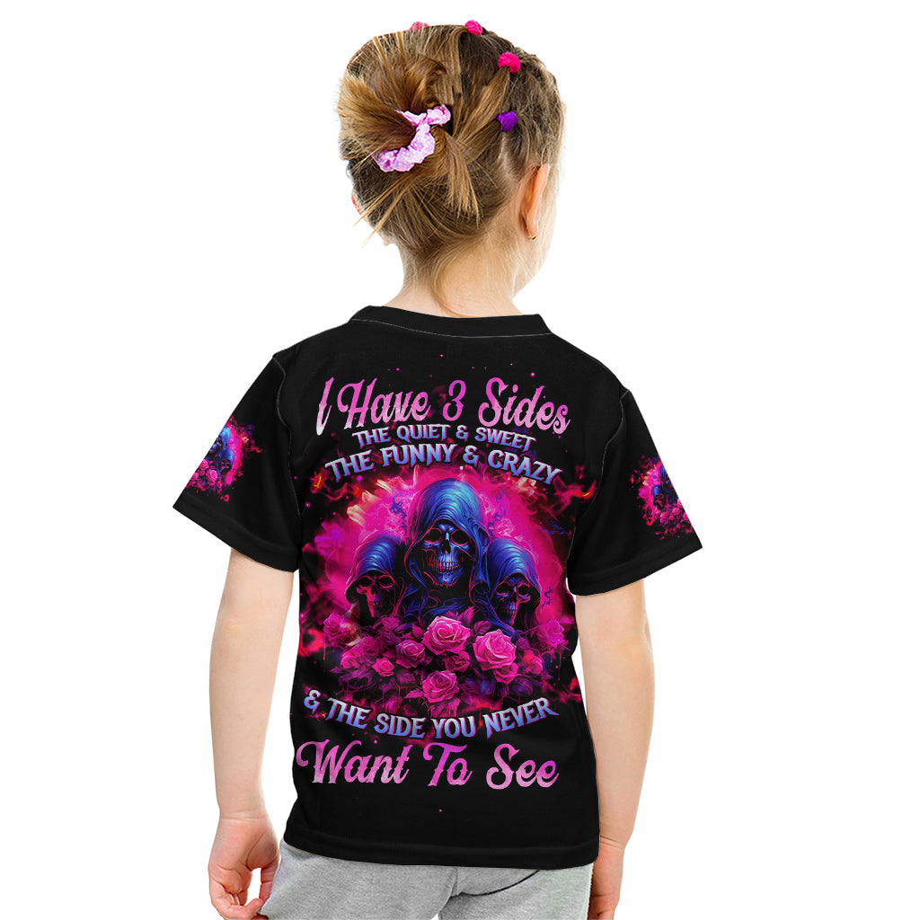 Rose Skull Kid T Shirt I Have 3 Sides And You Never Want To See - Wonder Print Shop
