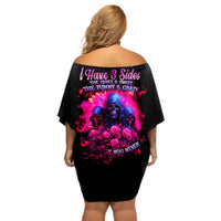 Rose Skull Off Shoulder Short Dress I Have 3 Sides And You Never Want To See - Wonder Print Shop