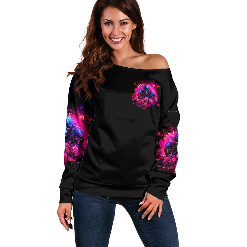 Rose Skull Off Shoulder Sweater I Have 3 Sides And You Never Want To See - Wonder Print Shop