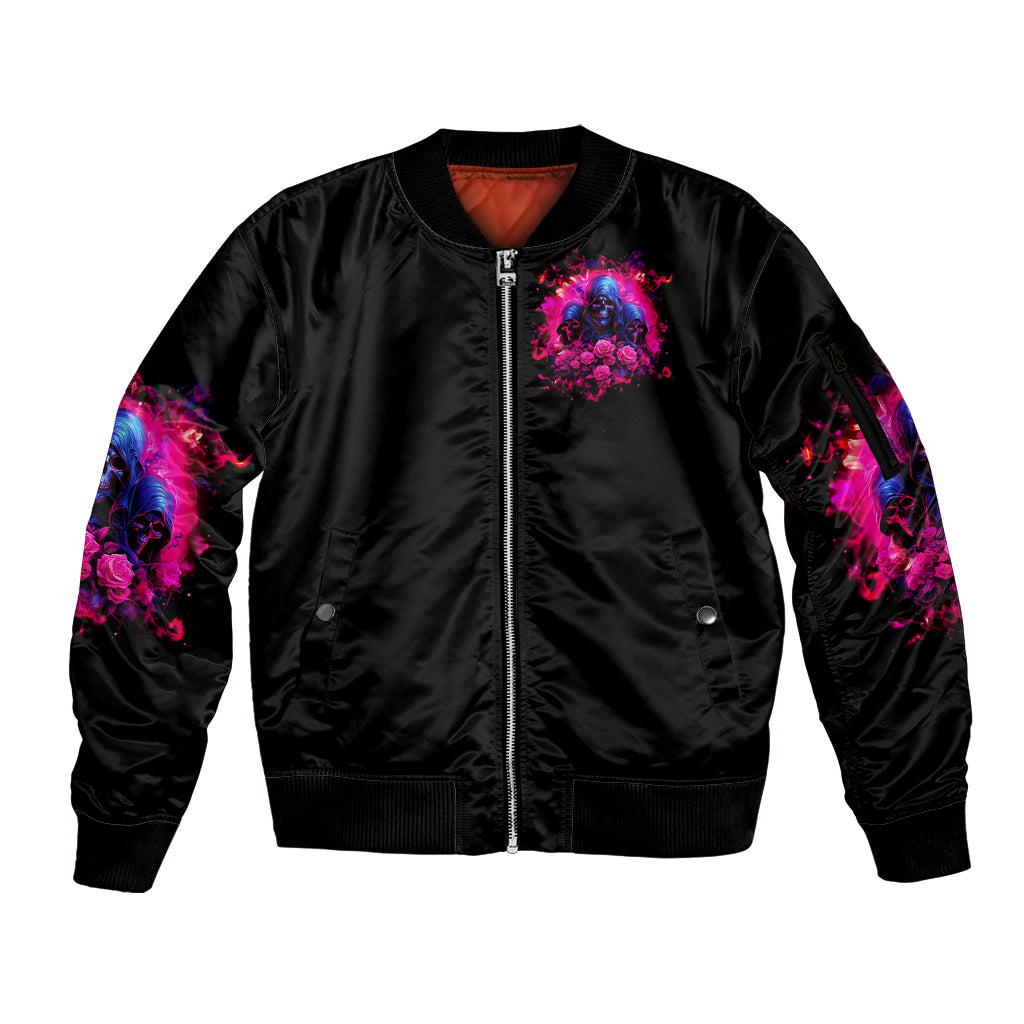 Rose Skull Sleeve Zip Bomber Jacket I Have 3 Sides And You Never Want To See - Wonder Print Shop
