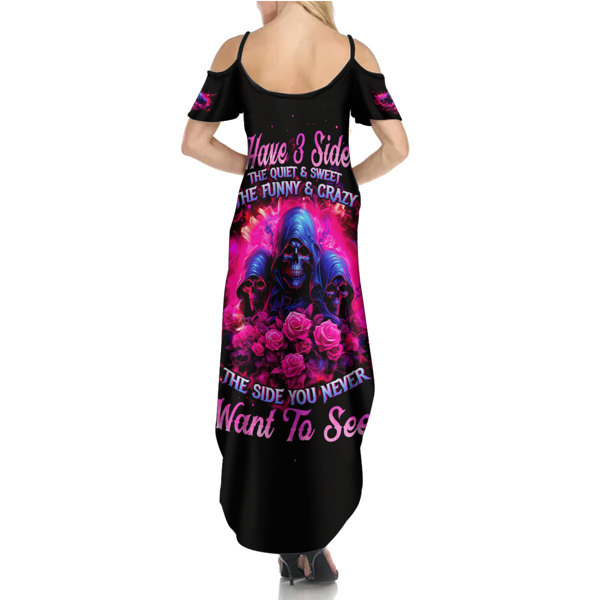Rose Skull Summer Maxi Dress I Have 3 Sides And You Never Want To See - Wonder Print Shop