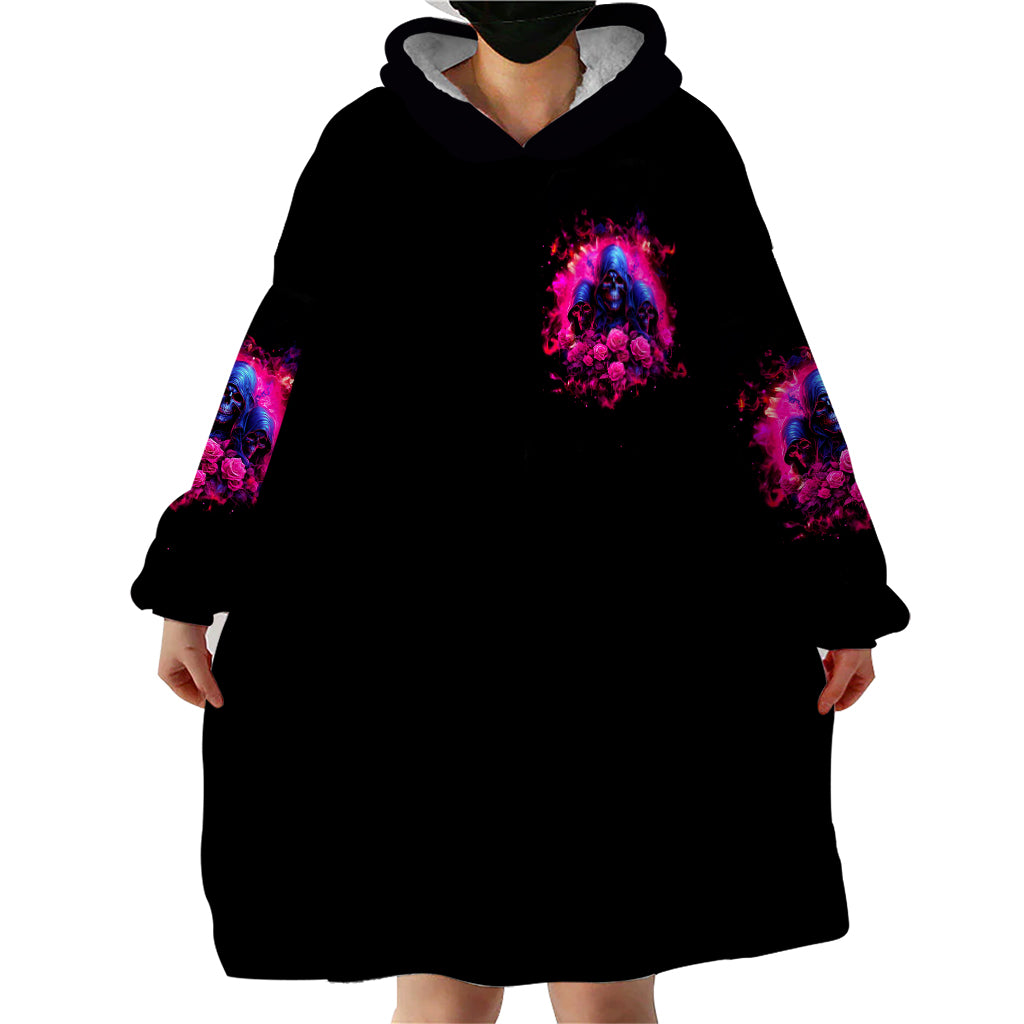 Rose Skull Wearable Blanket Hoodie I Have 3 Sides And You Never Want To See - Wonder Print Shop