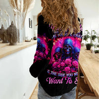 Rose Skull Women Casual Shirt I Have 3 Sides And You Never Want To See - Wonder Print Shop