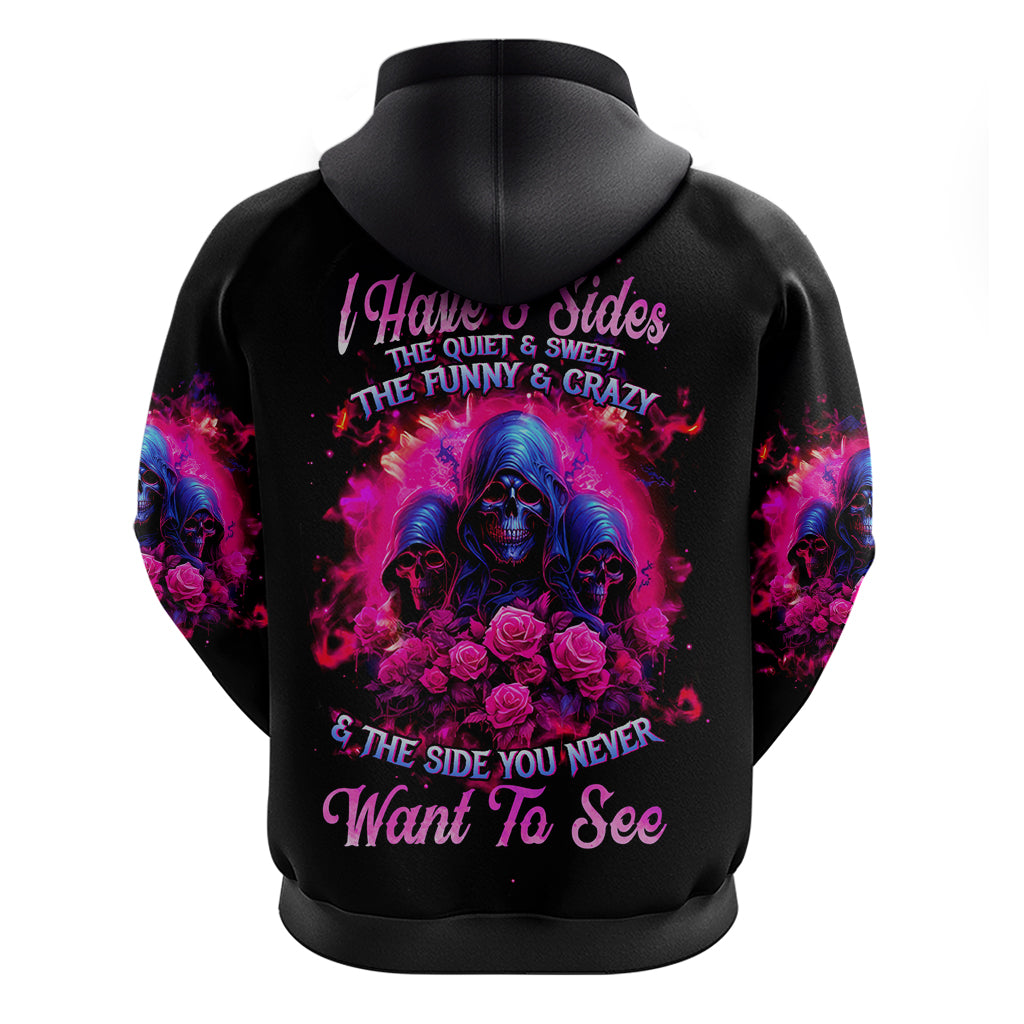 Rose Skull Zip Hoodie I Have 3 Sides And You Never Want To See - Wonder Print Shop