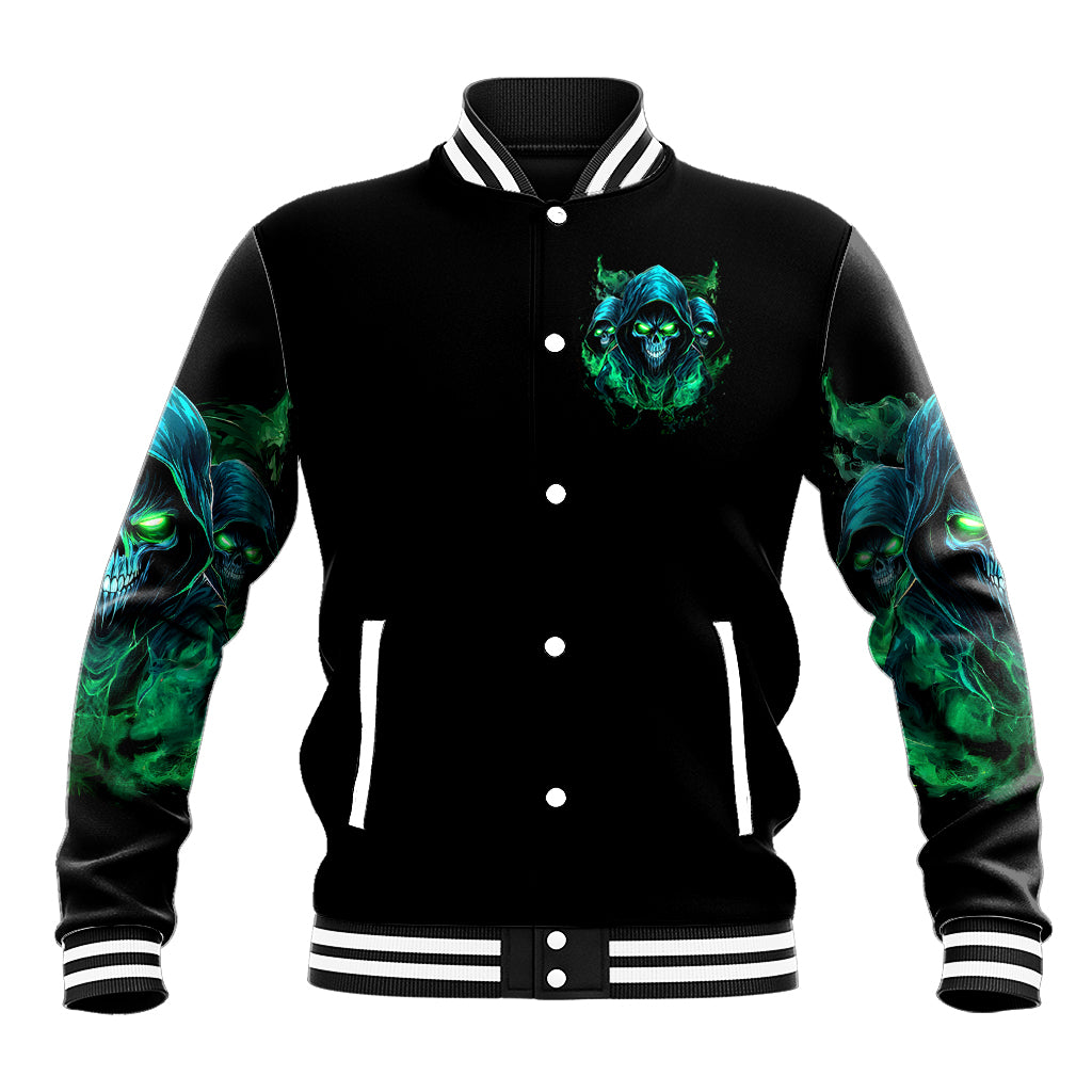 Flame Skull Baseball Jacket I Don't Stop When I Tired I Stop When I Fucking Done - Wonder Print Shop