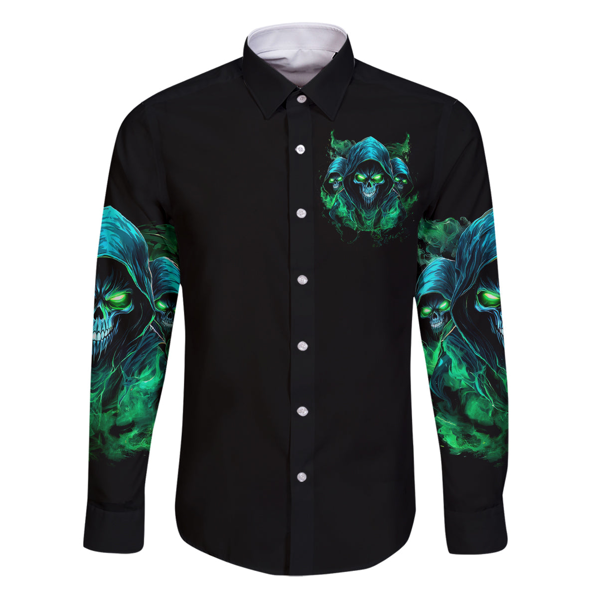 Flame Skull Family Matching Long Sleeve Bodycon Dress and Hawaiian Shirt I Don't Stop When I Tired I Stop When I Fucking Done - Wonder Print Shop