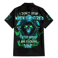 Flame Skull Family Matching Mermaid Dress and Hawaiian Shirt I Don't Stop When I Tired I Stop When I Fucking Done - Wonder Print Shop