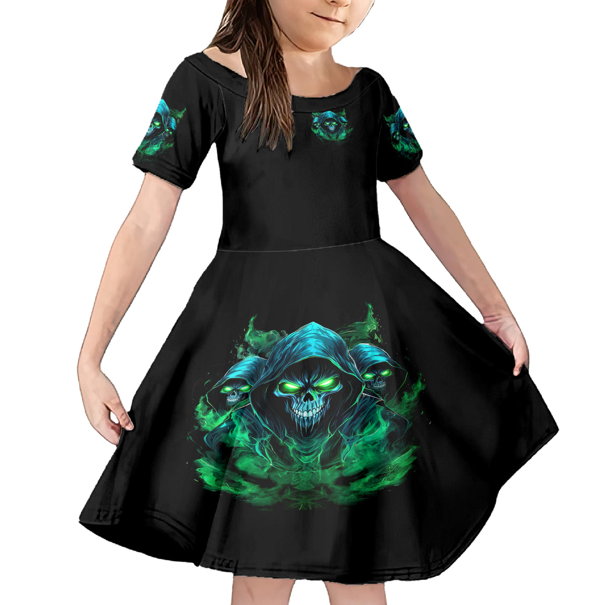 Flame Skull Family Matching Short Sleeve Bodycon Dress and Hawaiian Shirt I Don't Stop When I Tired I Stop When I Fucking Done - Wonder Print Shop