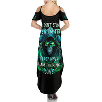 Flame Skull Family Matching Summer Maxi Dress and Hawaiian Shirt I Don't Stop When I Tired I Stop When I Fucking Done - Wonder Print Shop