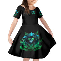 Flame Skull Kid Short Sleeve Dress I Don't Stop When I Tired I Stop When I Fucking Done - Wonder Print Shop