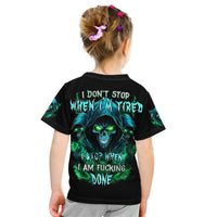 Flame Skull Kid T Shirt I Don't Stop When I Tired I Stop When I Fucking Done - Wonder Print Shop