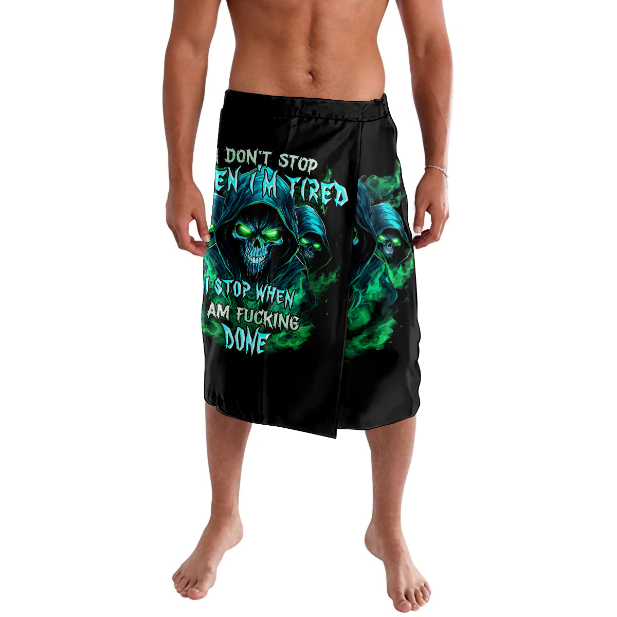 Flame Skull Lavalava I Don't Stop When I Tired I Stop When I Fucking Done - Wonder Print Shop