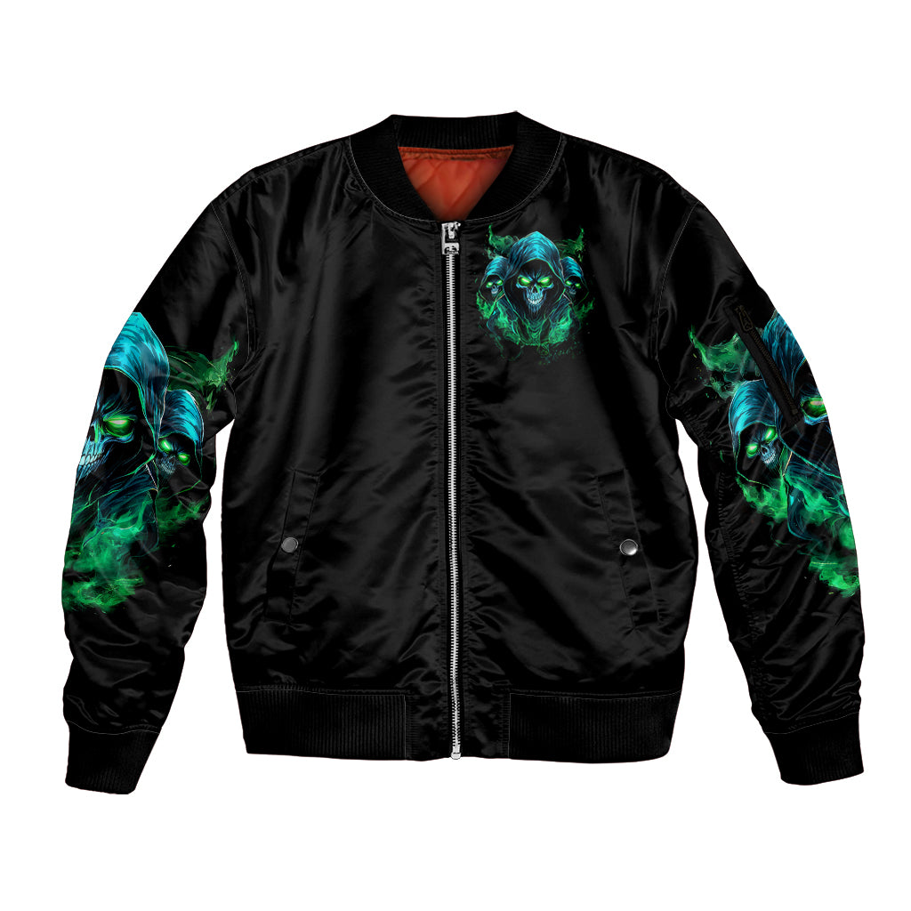 Flame Skull Sleeve Zip Bomber Jacket I Don't Stop When I Tired I Stop When I Fucking Done - Wonder Print Shop