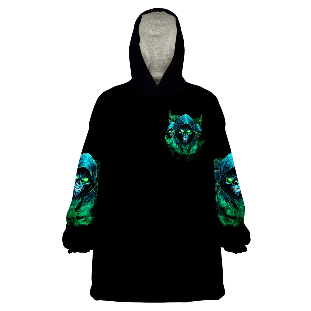 Flame Skull Wearable Blanket Hoodie I Don't Stop When I Tired I Stop When I Fucking Done - Wonder Print Shop