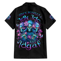 Rose Skull Family Matching Long Sleeve Bodycon Dress and Hawaiian Shirt Stuck Between IDK IDC And IDGAF - Wonder Print Shop