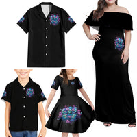 Rose Skull Family Matching Off Shoulder Maxi Dress and Hawaiian Shirt Stuck Between IDK IDC And IDGAF - Wonder Print Shop