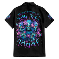 Rose Skull Family Matching Short Sleeve Bodycon Dress and Hawaiian Shirt Stuck Between IDK IDC And IDGAF - Wonder Print Shop