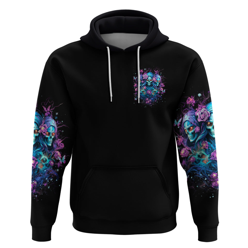Rose Skull Hoodie Stuck Between IDK IDC And IDGAF - Wonder Print Shop