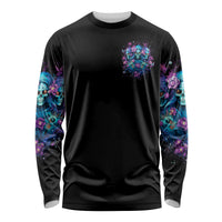 Rose Skull Long Sleeve Shirt Stuck Between IDK IDC And IDGAF - Wonder Print Shop