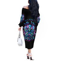 Rose Skull Off The Shoulder Long Sleeve Dress Stuck Between IDK IDC And IDGAF - Wonder Print Shop