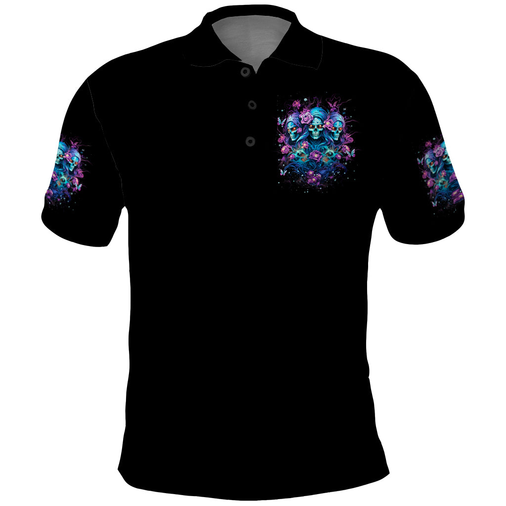 Rose Skull Polo Shirt Stuck Between IDK IDC And IDGAF - Wonder Print Shop