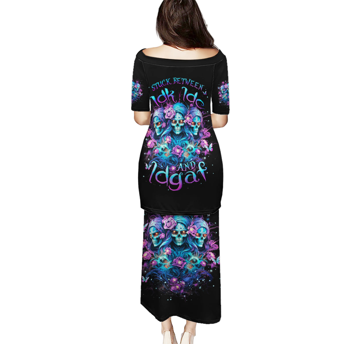 Rose Skull Puletasi Stuck Between IDK IDC And IDGAF - Wonder Print Shop