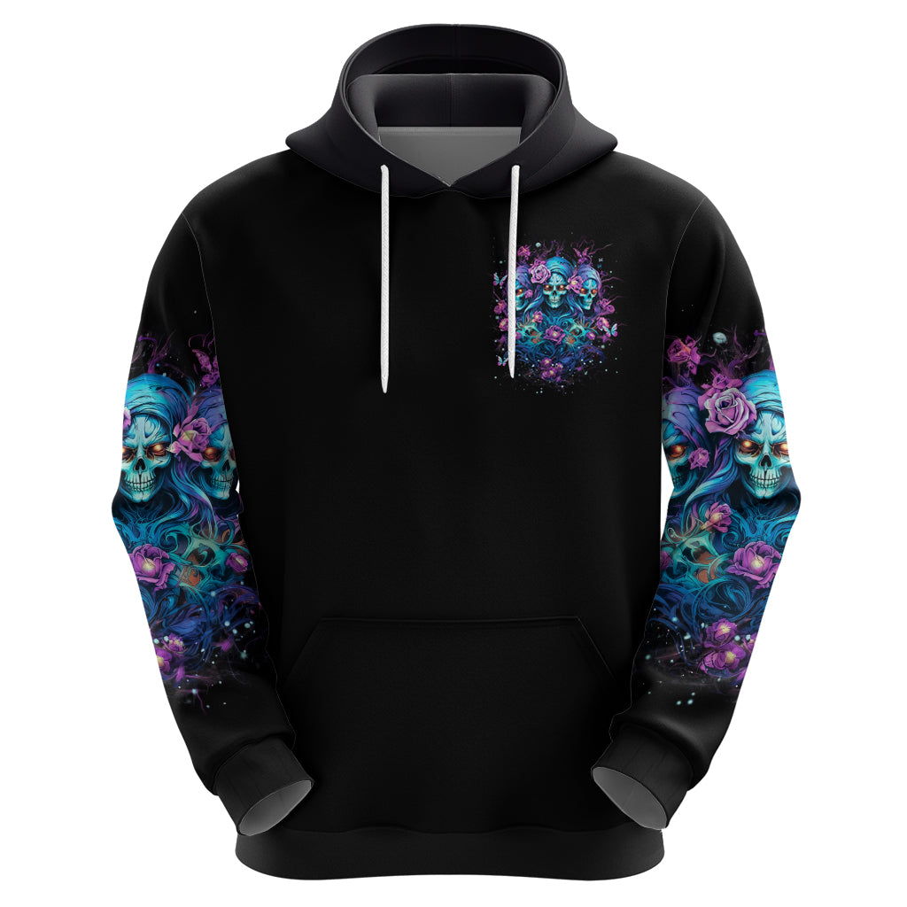 Rose Skull Zip Hoodie Stuck Between IDK IDC And IDGAF - Wonder Print Shop