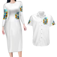 Skull Girl Couples Matching Long Sleeve Bodycon Dress and Hawaiian Shirt Assuming I Was Like Most Girls Was Your First Mistake - Wonder Print Shop