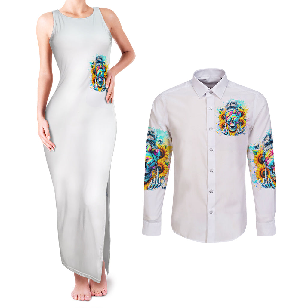 Skull Girl Couples Matching Tank Maxi Dress and Long Sleeve Button Shirt Assuming I Was Like Most Girls Was Your First Mistake - Wonder Print Shop