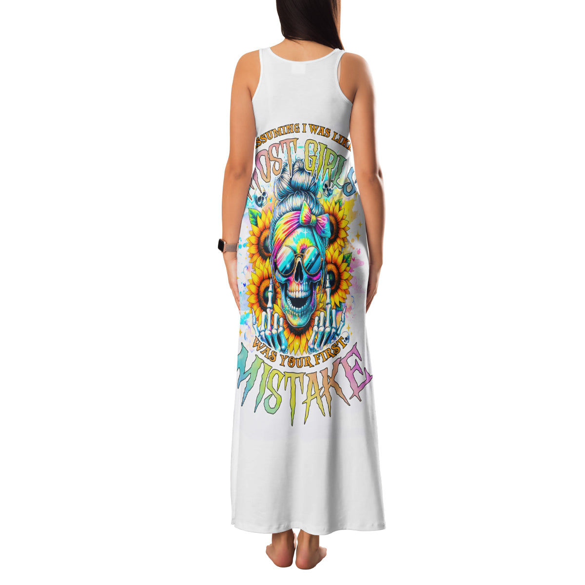 Skull Girl Family Matching Tank Maxi Dress and Hawaiian Shirt Assuming I Was Like Most Girls Was Your First Mistake - Wonder Print Shop