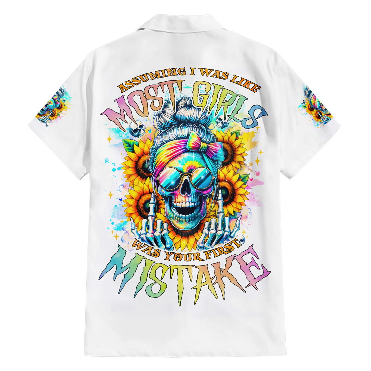 Skull Girl Hawaiian Shirt Assuming I Was Like Most Girls Was Your First Mistake - Wonder Print Shop