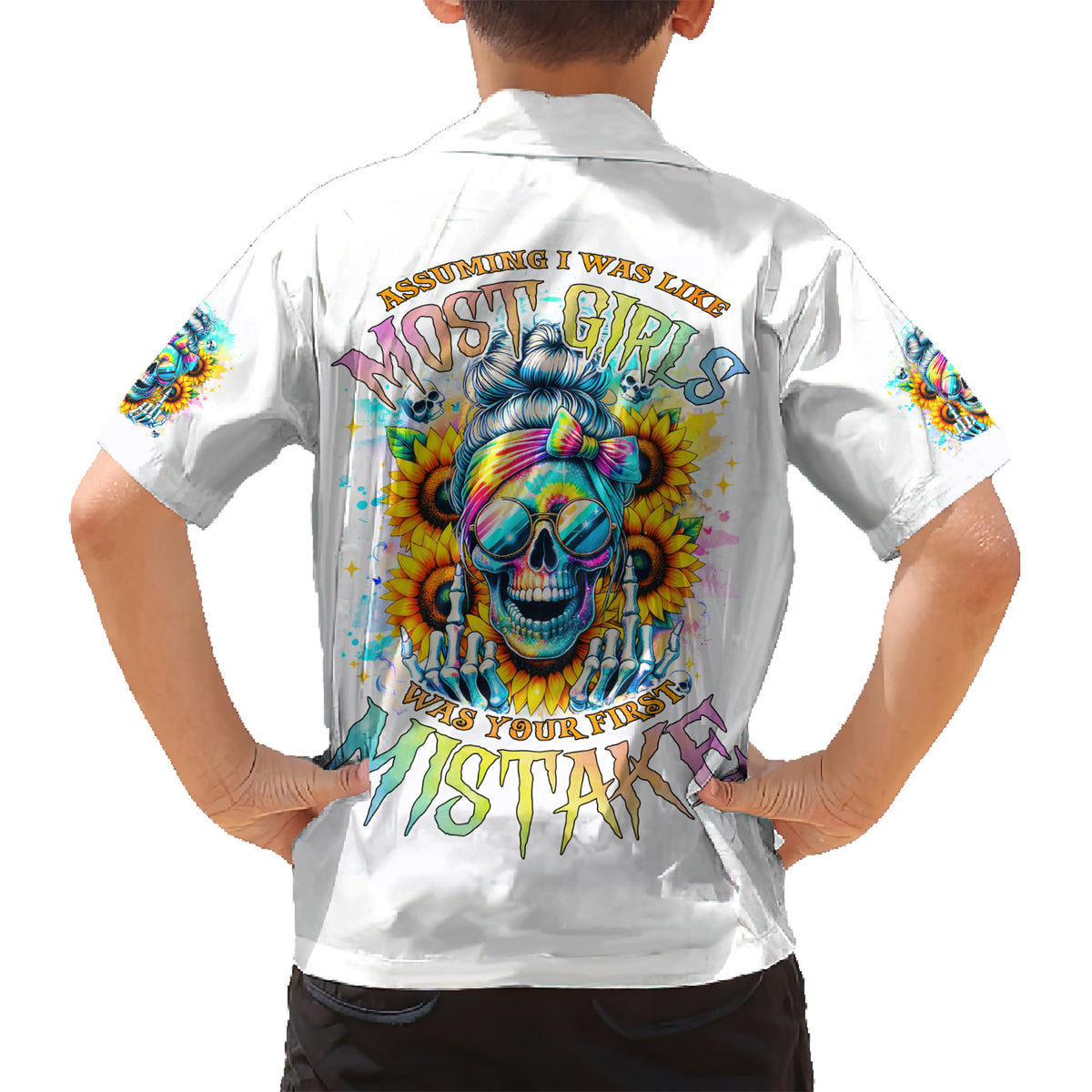 Skull Girl Hawaiian Shirt Assuming I Was Like Most Girls Was Your First Mistake - Wonder Print Shop