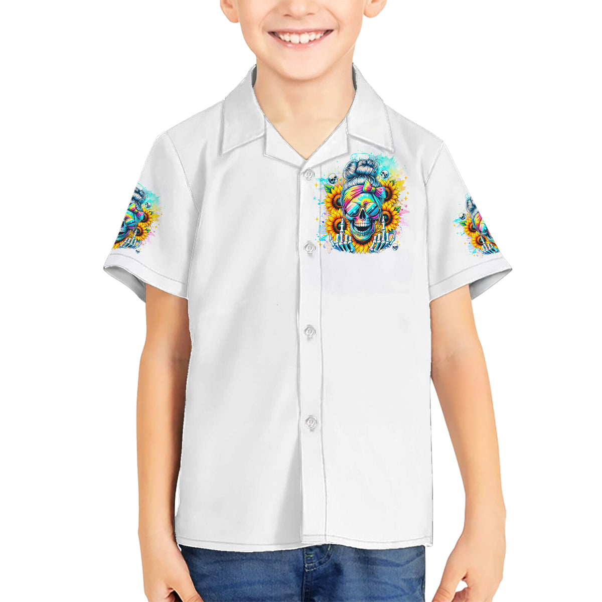 Skull Girl Kid Hawaiian Shirt Assuming I Was Like Most Girls Was Your First Mistake - Wonder Print Shop