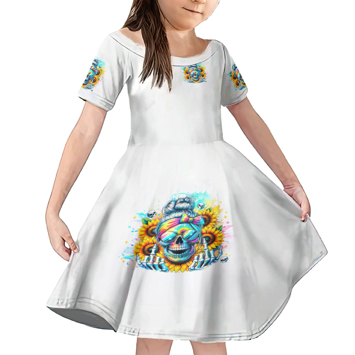 Skull Girl Kid Short Sleeve Dress Assuming I Was Like Most Girls Was Your First Mistake - Wonder Print Shop