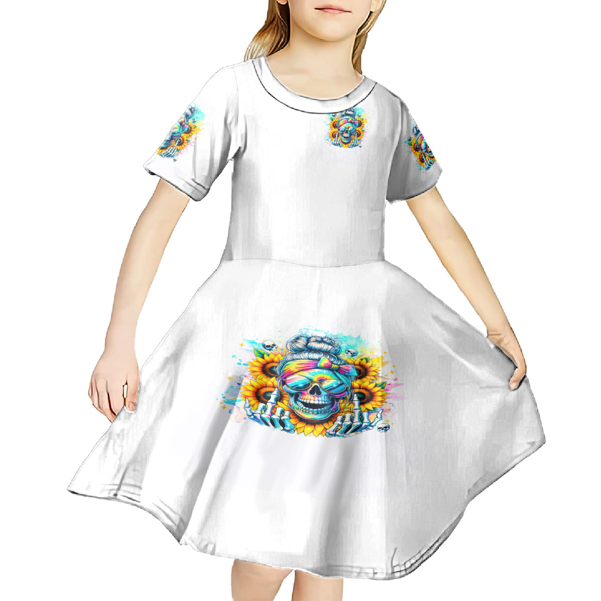 Skull Girl Kid Short Sleeve Dress Assuming I Was Like Most Girls Was Your First Mistake - Wonder Print Shop