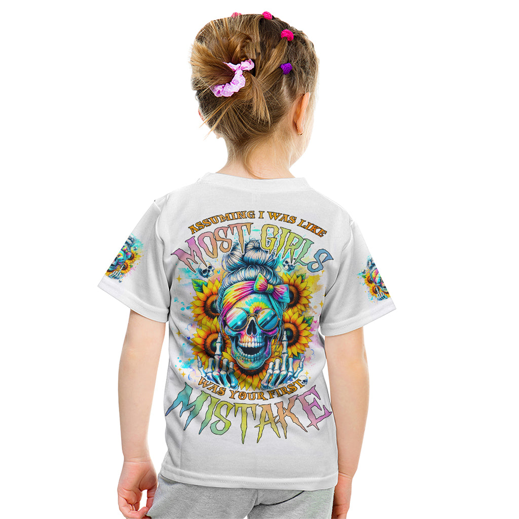 Skull Girl Kid T Shirt Assuming I Was Like Most Girls Was Your First Mistake - Wonder Print Shop