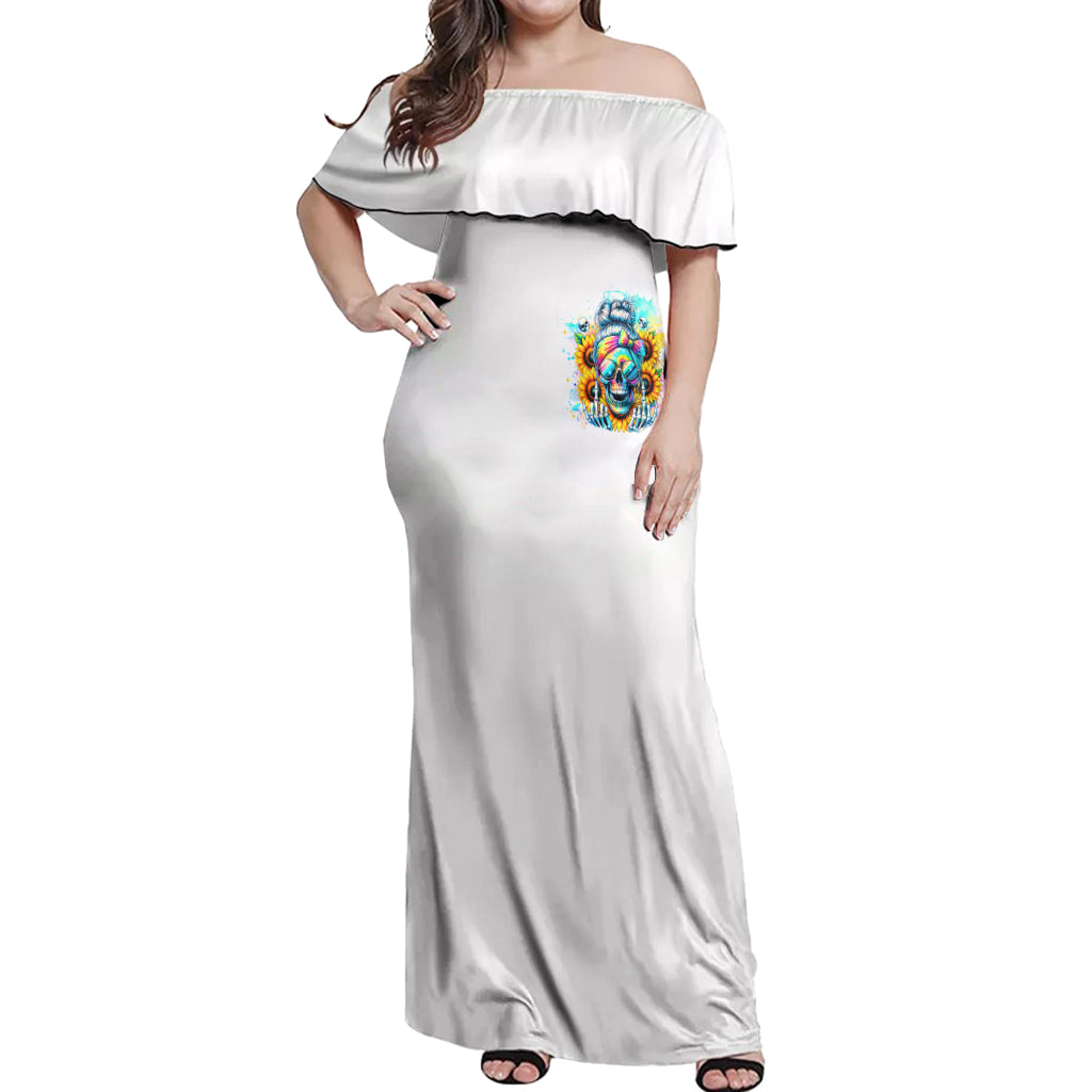 Skull Girl Off Shoulder Maxi Dress Assuming I Was Like Most Girls Was Your First Mistake - Wonder Print Shop